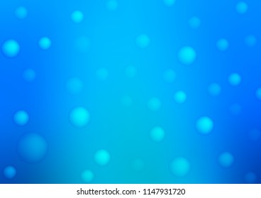 Light BLUE vector texture with disks. Beautiful colored illustration with blurred circles in nature style. The pattern can be used for aqua ad, booklets.