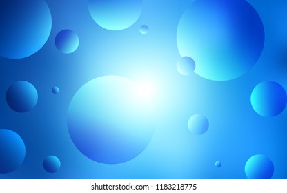 Light BLUE vector texture with disks. Blurred bubbles on abstract background with colorful gradient. Pattern can be used for futuristic ad, booklets.