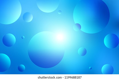 Light BLUE vector texture with disks. Beautiful colored illustration with blurred circles in nature style. Completely new template for your brand book.