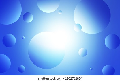Light BLUE vector texture with disks. Beautiful colored illustration with blurred circles in nature style. Pattern can be used for ads, leaflets.