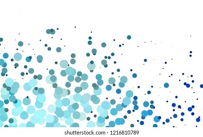 Light BLUE vector texture with disks. Blurred decorative design in abstract style with bubbles. Pattern of water, rain drops.