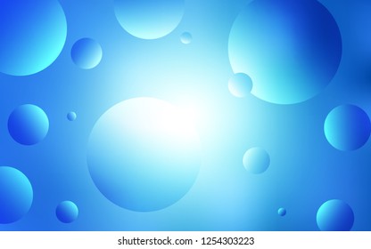 Light BLUE vector texture with disks. Glitter abstract illustration with blurred drops of rain. Pattern can be used as texture of wallpapers.