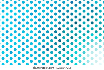 Light BLUE vector texture with disks. Blurred bubbles on abstract background with colorful gradient. Pattern of water, rain drops.