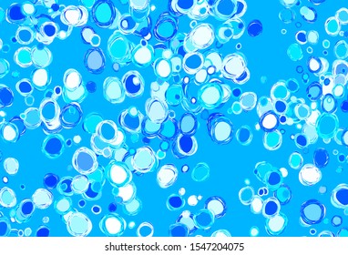 Light BLUE vector texture with disks. Blurred bubbles on abstract background with colorful gradient. Design for poster, banner of websites.
