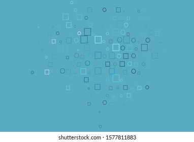 Light BLUE vector texture with disks, rectangles. Abstract backdrop with colorful circles, rectangles. Completely new template for your brand book.