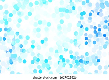 Light BLUE vector texture with disks. Modern abstract illustration with colorful water drops. Pattern for ads, leaflets.