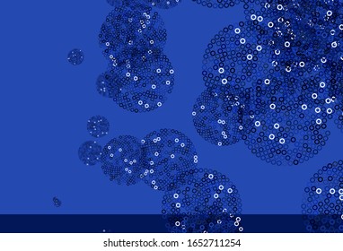 Textura vectorial AZUL claro con discos. Ilustración abstracta brillante con gotas borrosas de lluvia. Patrón para sitios web hermosos.