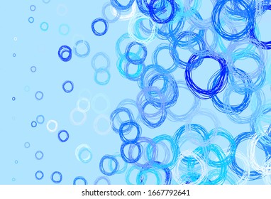 Light BLUE vector texture with disks. Blurred bubbles on abstract background with colorful gradient. New template for your brand book.
