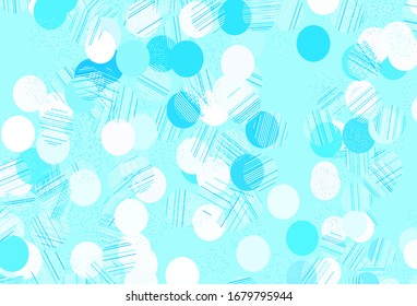 Light BLUE vector texture with disks. Glitter abstract illustration with blurred drops of rain. New template for your brand book.