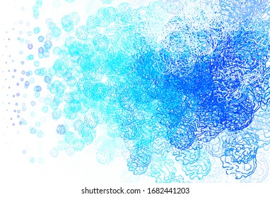 Textura vectorial AZUL claro con discos, líneas. Ilustración abstracta moderna con puntos coloridos, líneas. Diseño para su anuncio comercial.