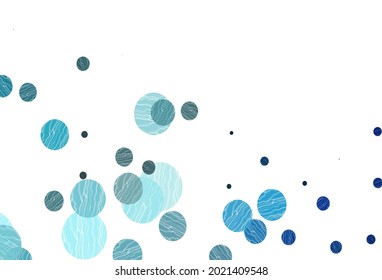 Light blue vector texture with disks. Blurred decorative design in abstract style with bubbles. Design for business adverts.