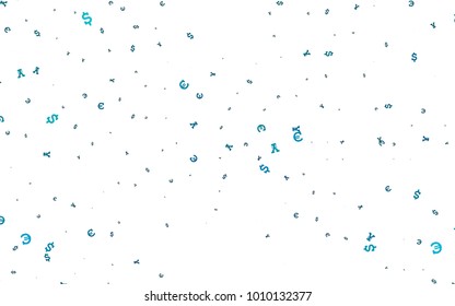 Light BLUE vector texture with financial symbols. Abstract illustration with colored financial digital symbols. The pattern can be used for ad, booklets, leaflets of banks.