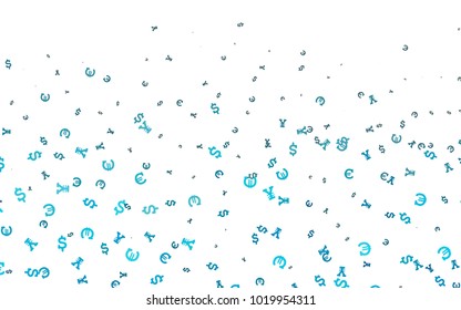 Light BLUE vector texture with financial symbols. Colored symbols of all currency on white background. Smart design for your business advert of economic, wealth.
