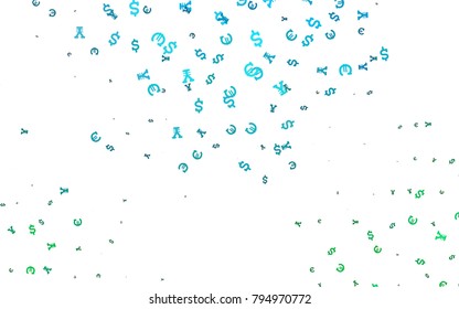 Light BLUE vector texture with financial symbols. Modern abstract illustration with symbols of money. Template for ads of markets, loans.