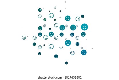 Light BLUE vector texture with happy smiles. Glitter abstract sketch with smiley, icons. Beautiful design for your business advert.