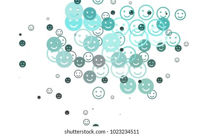 Light BLUE vector texture with happy smiles. Decorative shining illustration with smiles on white template. Design for positive ad, poster, banner.