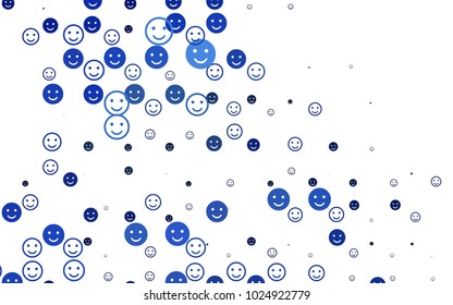 Light BLUE vector texture with happy smiles. Colorful gradient Smiles on white background. Pattern for parties, gifts, congratulations.