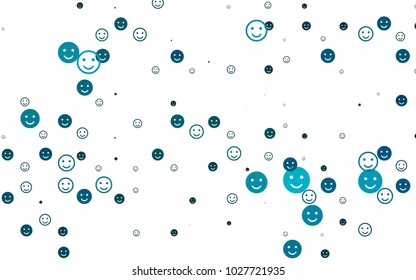 Light BLUE vector texture with happy smiles. Illustration with set of smiles in simple style. Pattern for carnival, festival fun leaflets.