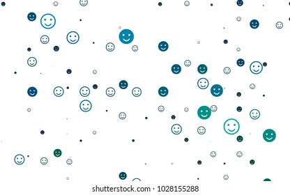 Light BLUE vector texture with happy smiles. Colorful gradient Smiles on white background. Pattern for carnival, festival fun leaflets.