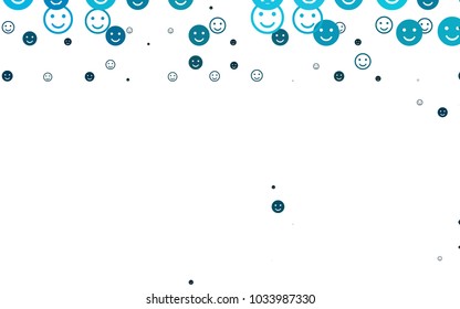 Light BLUE vector texture with happy smiles. Colorful gradient Smiles on white background. Pattern for carnival, festival fun leaflets.