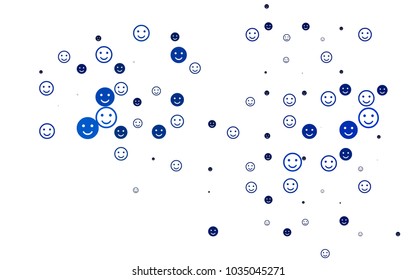 Light BLUE vector texture with happy smiles. Colorful gradient Smiles on white background. Pattern for carnival, festival fun leaflets.