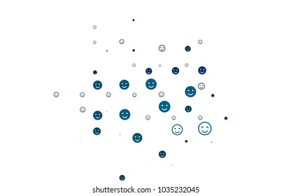 Light BLUE vector texture with happy smiles. Blurred decorative design of smiles in doodle style. Design for positive ad, poster, banner.