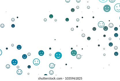 Light BLUE vector texture with happy smiles. Beautiful colored illustration with smiles in simple style. Pattern for parties, gifts, congratulations.
