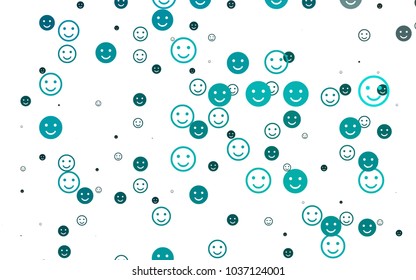 Light BLUE vector texture with happy smiles. Decorative shining illustration with smiles on white template. Design for positive ad, poster, banner.