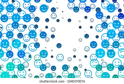 Light BLUE vector texture with happy smiles. Colorful gradient Smiles on white background. Template for cheerful greeting postcards.