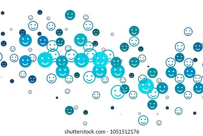 Light BLUE vector texture with happy smiles. Beautiful colored illustration with smiles in simple style. Pattern for parties, gifts, congratulations.