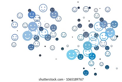 Light BLUE vector texture with happy smiles. Beautiful colored illustration with smiles in simple style. Beautiful design for your business advert.