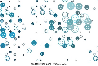Light BLUE vector texture with happy smiles. Decorative shining illustration with smiles on white template. Template for cheerful greeting postcards.