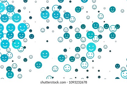 Light BLUE vector texture with happy smiles. Beautiful colored illustration with smiles in simple style. Design for positive ad, poster, banner.