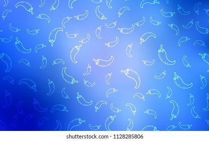 Light BLUE vector texture with hot peppers. peppers on blurred abstract background with colorful gradient. Pattern for ads of breakfast, lunch, dinner.