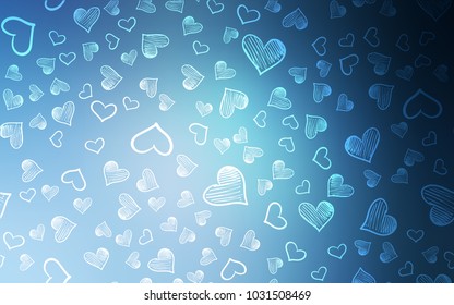 Light BLUE vector texture with lovely hearts. Illustration with hearts in love concept for valentine's day. Design for ad, poster, banner of Valentine Day.