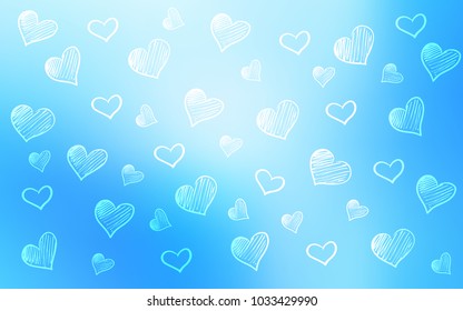 Light BLUE vector texture with lovely hearts. Illustration with hearts in love concept for valentine's day. Design for ad, poster, banner of Valentine Day.