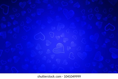 Light BLUE vector texture with lovely hearts. Illustration with hearts in love concept for valentine's day. Pattern for carnival, festival romantic leaflets.