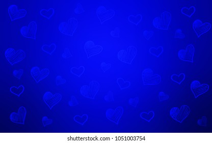 Light BLUE vector texture with lovely hearts. Illustration with hearts in love concept for valentine's day. Design for ad, poster, banner of Valentine Day.