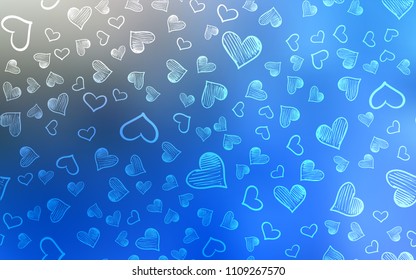 Light BLUE vector texture with lovely hearts. Illustration with hearts in love concept for valentine's day. Pattern for marriage gifts, congratulations.