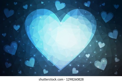 Light BLUE vector  texture with lovely hearts. Illustration with hearts in love concept for valentine's day. Template for Valentine's greeting postcards.