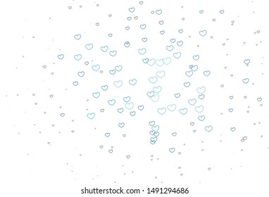 Light BLUE vector texture with lovely hearts. Blurred decorative design in doodle style with hearts. Pattern for marriage gifts, congratulations.