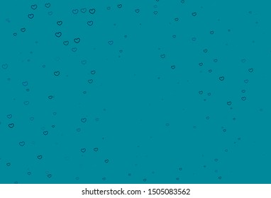Light BLUE vector texture with lovely hearts. Beautiful colored illustration with hearts in celebration style. Template for Valentine's greeting postcards.