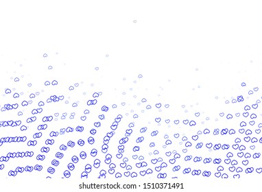 Light BLUE vector texture with lovely hearts. Blurred decorative design in doodle style with hearts. Pattern for marriage gifts, congratulations.