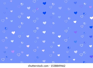 Light BLUE vector texture with lovely hearts. Illustration with hearts in love concept for valentine's day. Pattern for marriage gifts, congratulations.