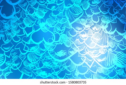 Light BLUE vector texture with lovely hearts. Glitter abstract illustration with colorful hearts in romantic style. Template for Valentine's greeting postcards.