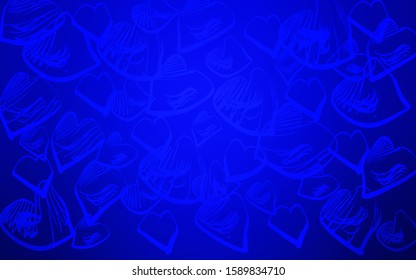 Light BLUE vector texture with lovely hearts. Illustration with hearts in love concept for valentine's day. Design for ad, poster, banner of Valentine Day.