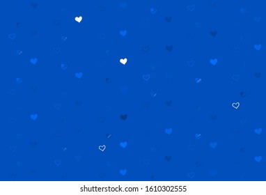 Light BLUE vector texture with lovely hearts. Blurred decorative design in doodle style with hearts. Pattern for marriage gifts, congratulations.