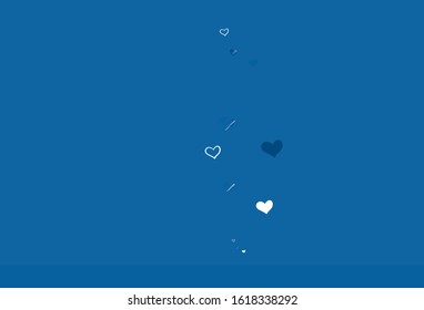 Light BLUE vector texture with lovely hearts. Illustration with shapes of gradient hearts on blur backdrop. Template for Valentine's greeting postcards.