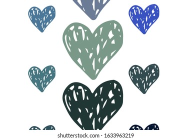 Light BLUE vector texture with lovely hearts. Beautiful celebration style hearts on abstract illustration. Design for a business advert of anniversary.