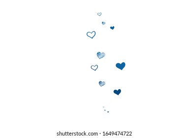 Light BLUE vector texture with lovely hearts. Illustration with shapes of gradient hearts on blur backdrop. Template for Valentine's greeting postcards.